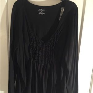 Lane Bryant  New black long sleeve w/ ruffle front
